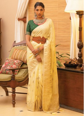 Yellow Woven Trendy Saree