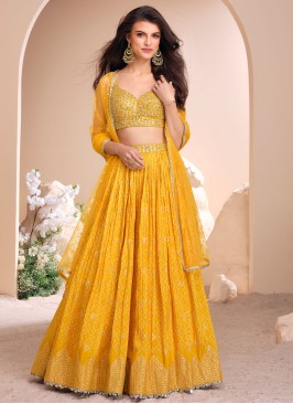 Yellow Zari Jacquard Silk Readymade Lehenga Choli