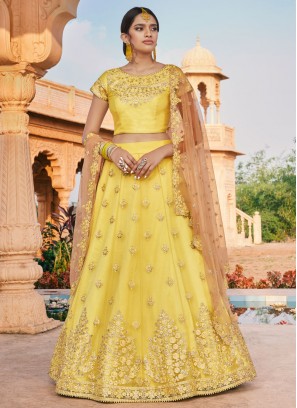 Yellow Zari Net Bollywood Lehenga Choli