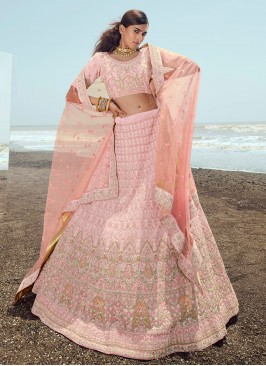 Zari Georgette Trendy Lehenga Choli in Pink