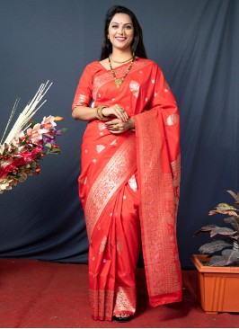 Zesty Banarasi Silk Mehndi Trendy Saree