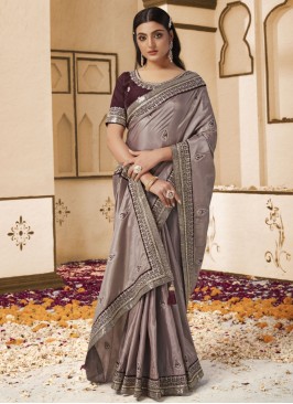 Zesty Border Georgette Mauve  Contemporary Saree