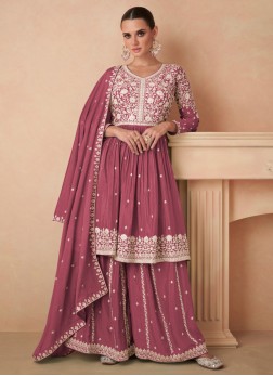 Zesty Embroidered Engagement Palazzo Salwar Suit