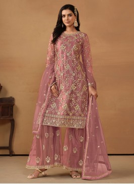 Zesty Embroidered Net Trendy Salwar Suit