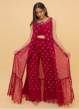 Zesty Georgette Printed Maroon Designer Salwar Suit