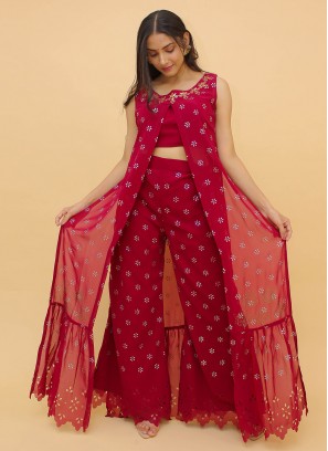 Zesty Georgette Printed Maroon Designer Salwar Suit