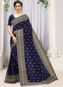 Zesty Silk Stone Work Blue Trendy Saree