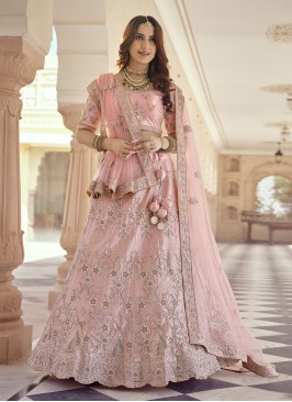 Zesty Thread Pink Crepe Silk Lehenga Choli