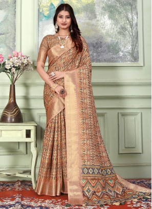 Zesty Tussar Silk Weaving Multi Colour Trendy Saree